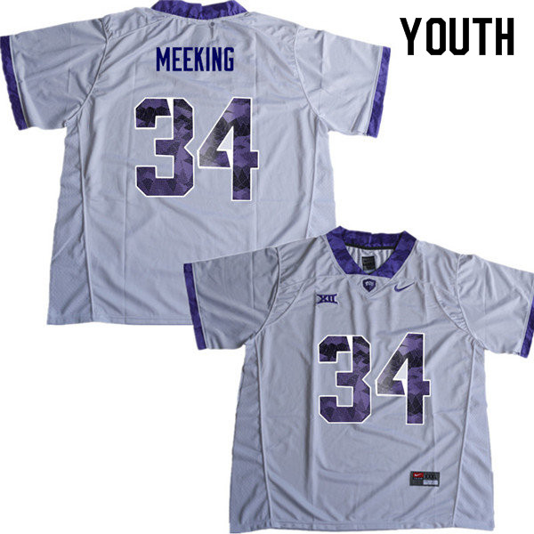 Youth #34 Ni Jeel Meeking TCU Horned Frogs College Football Jerseys Sale-White